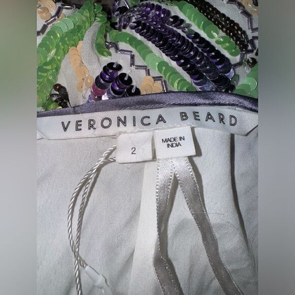 Veronica Beard NWT Cherie Dress Sequin Midi Halter In Violet Multi Size 2 - Picture 11 of 13